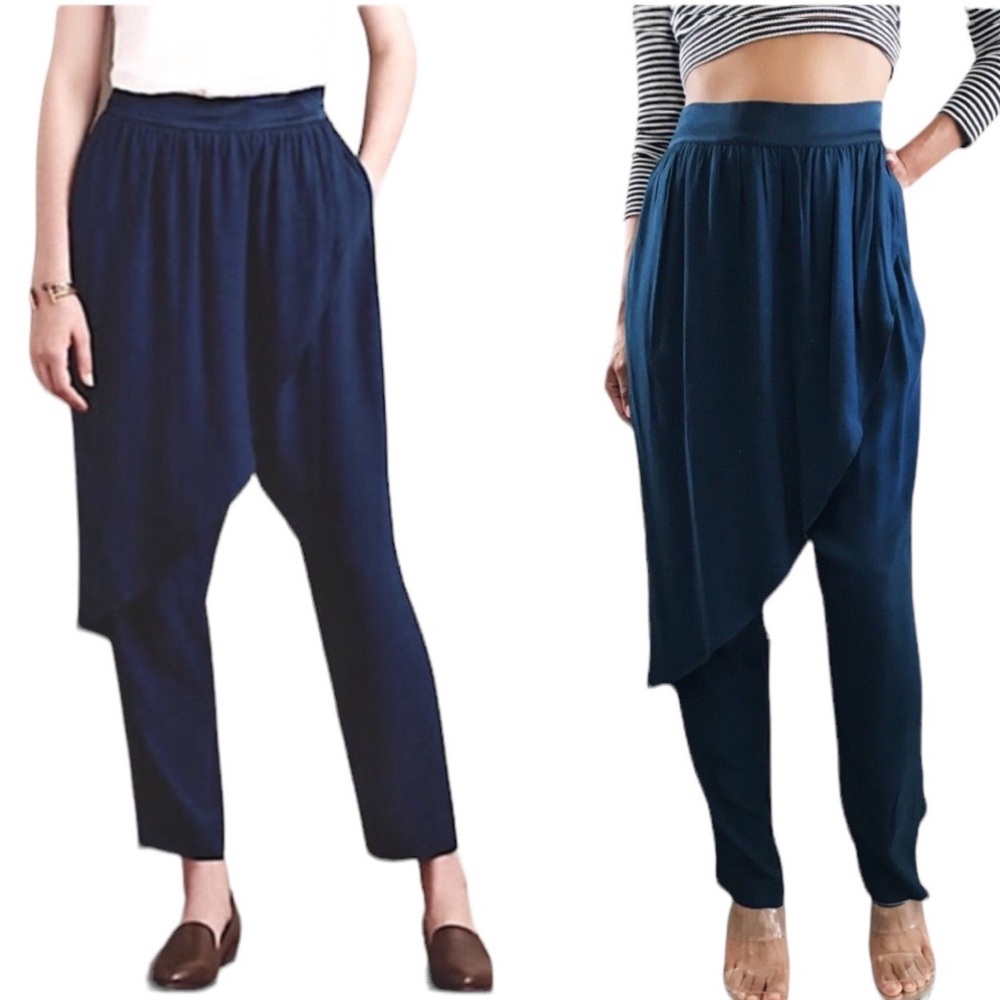 Anthro Corey Lynn Calter Angelica Dark Teal Green Harem Skirt Flap Pants - 8